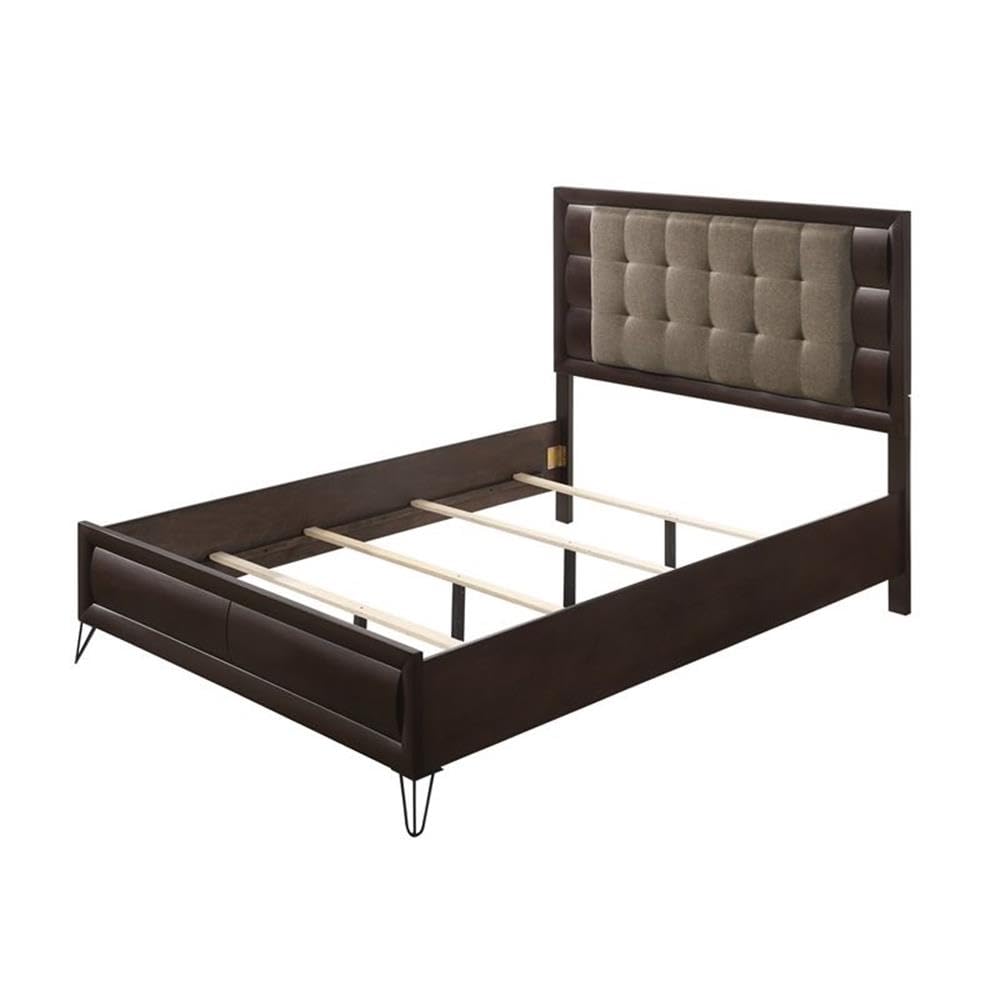 Acme Tablita Upholstered King Bed in Dark Merlot