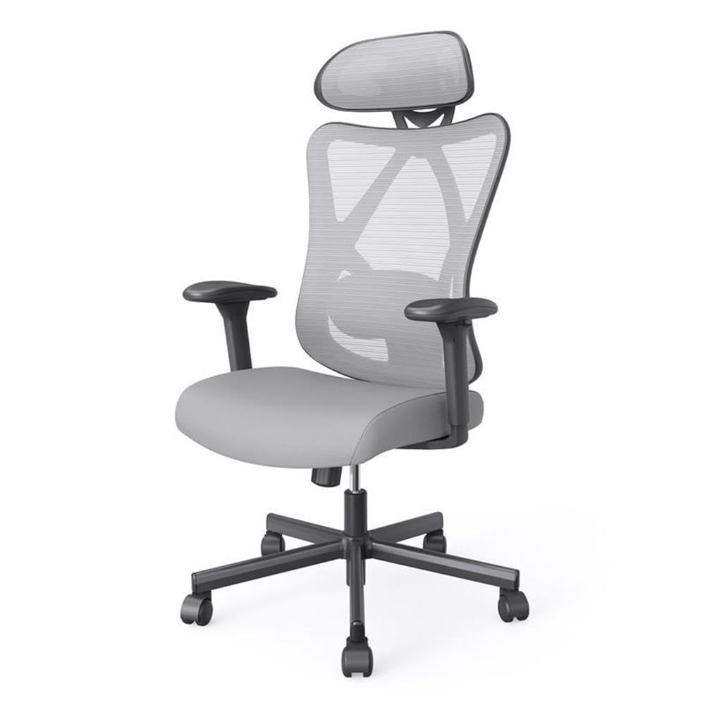 Furniture of America Domie Metal and Mesh Adjustable Office Chair in Gray