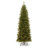 Pre-Lit Artificial Slim Christmas Tree, Green, North Valley Spruce, White Lights