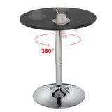 3-Piece Bar Table Set, Round Bar Table and PU Leather Adjustable Swivel Armless Chairs