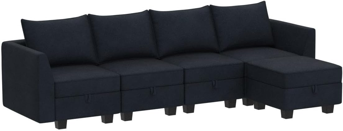 Modular Sectional Sofa Velvet L Shaped Couch with Storage Ottoman Convertible