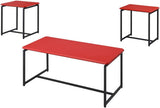 GT 3 Piece Red Carbon Fiber Wrap Coffee Table and End Table Set