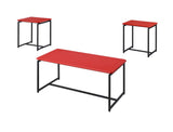 GT 3 Piece Red Carbon Fiber Wrap Coffee Table and End Table Set