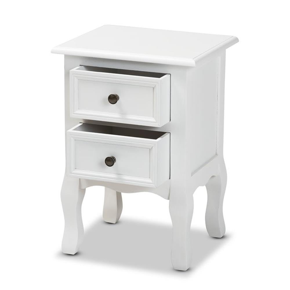 Caelan Classic and Traditional White Finished Wood 2-Drawer Nightstand