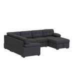 Sleeper Sofa Couch Modular Sectional Sofa Sleeper with Pull Out Bed 6 Seater Sleeper Couch with Storage U Shaped Sofa Bed Couch for Living Room, Dark Grey