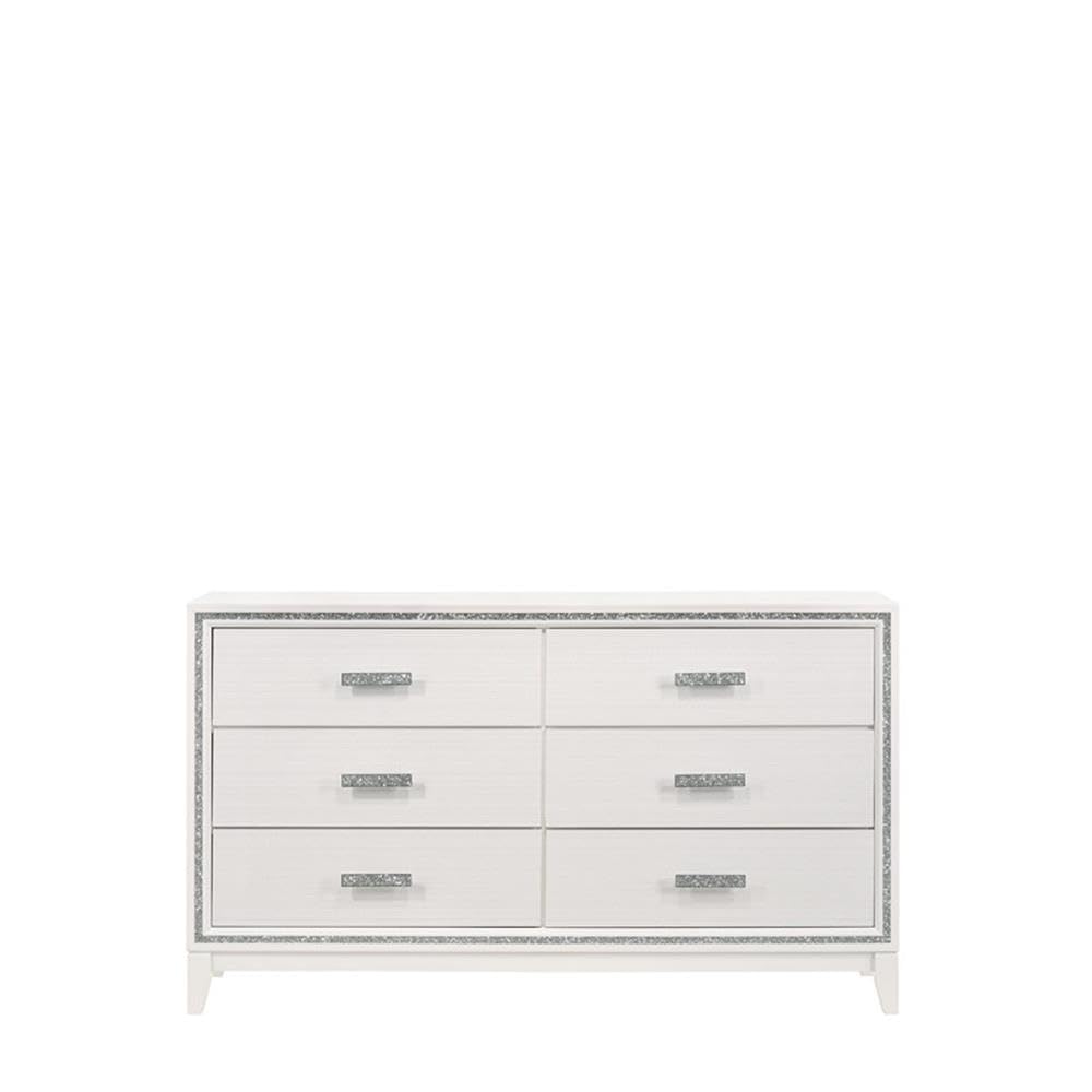 Haiden Rectangular Wood 6-Drawer Bedroom Dresser in White