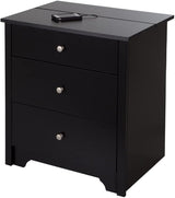 Vito Nightstand Charging Station, Pure Black, 19.25 x 24.5 x 27.5in