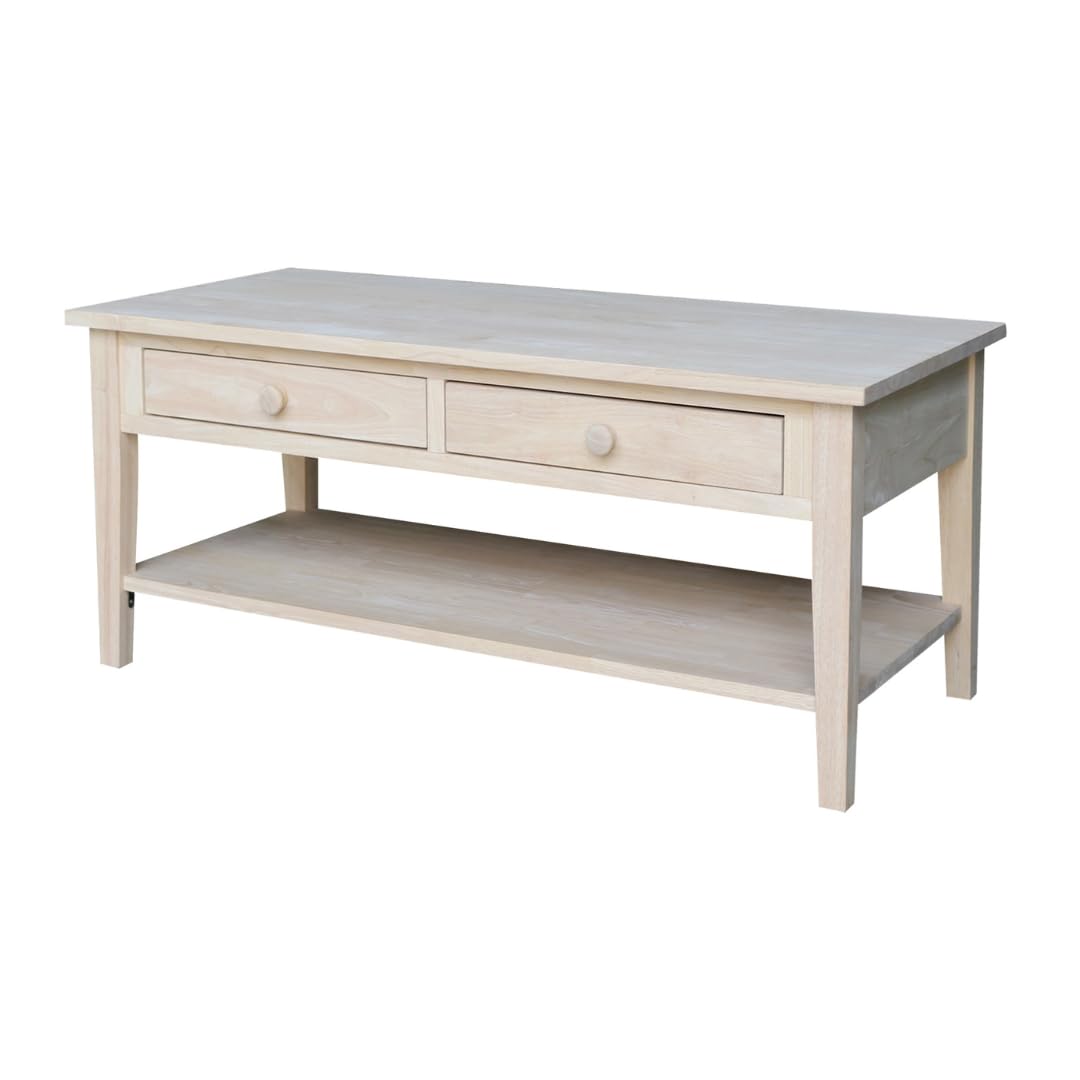 Spencer Coffee Table, Solid Wood, Real Parawood, 48" W x 24" D x 19" H