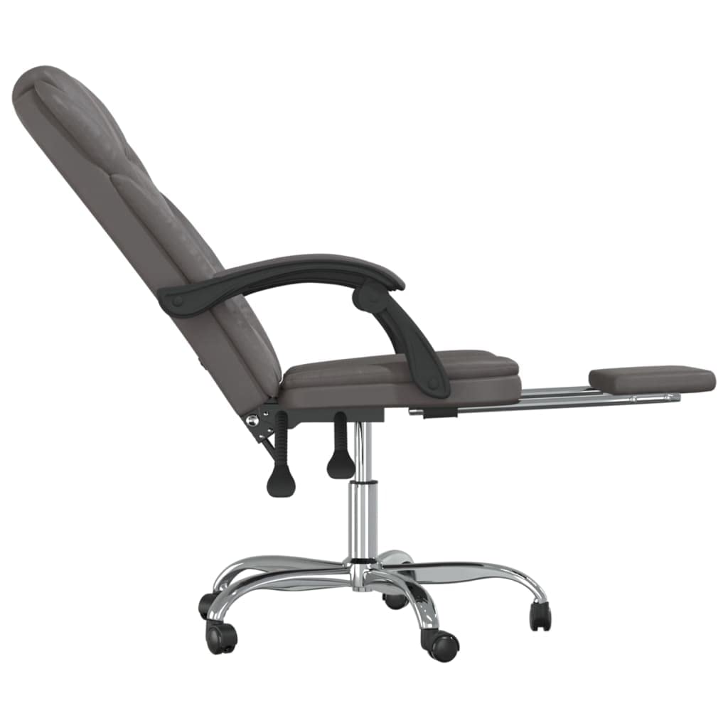 Reclining Office Chair Gray Faux Leather (15.15 KG/33.33 LBS)