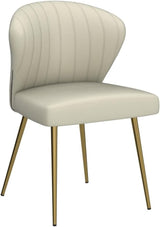 Velvet Dining Chairs, Modern Small Armless Accent Chair with Gold Metal Legs, Living Room Upholstered Cute Side Chair, Elegant Tufted Back Vanity Chair for Bedroom/Beauty Room-TAN