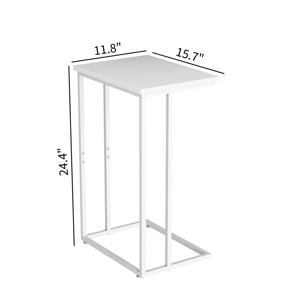 Wide C Side Table,C Couch Table with Metal Frames, Small Snack End Table