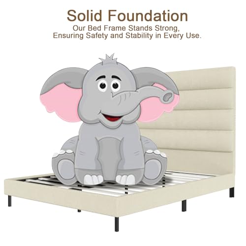 Tall Headboard Bed Frames, 61.1" Queen Size Bed Frame with Cashmere Upholstered,