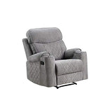 Acme Aulada Fabric Diamond Tufted Glider Recliner in Gray