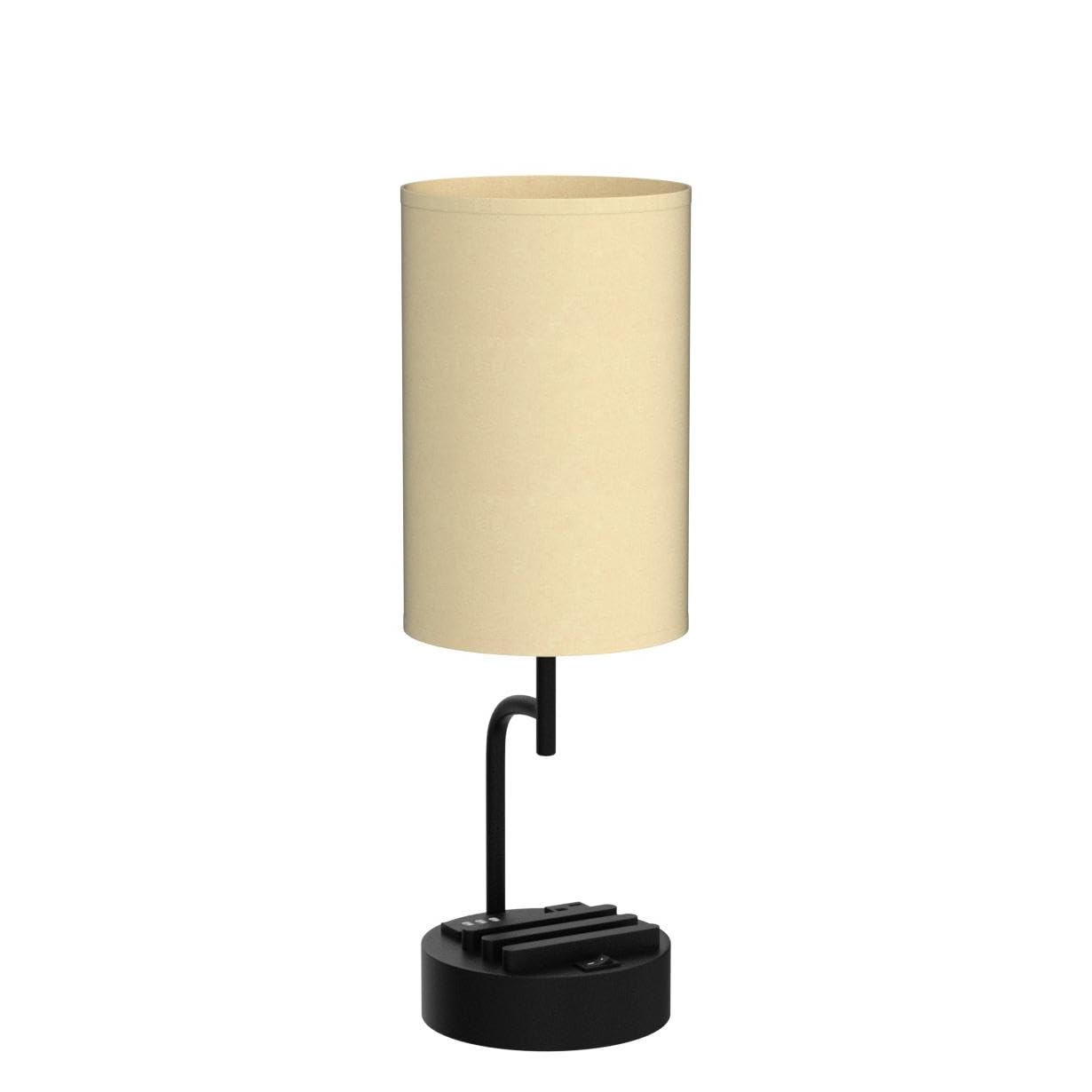 Table Lamp with 3 USB Charging Ports, Modern Desk Lamp with AC Outlet and Phone