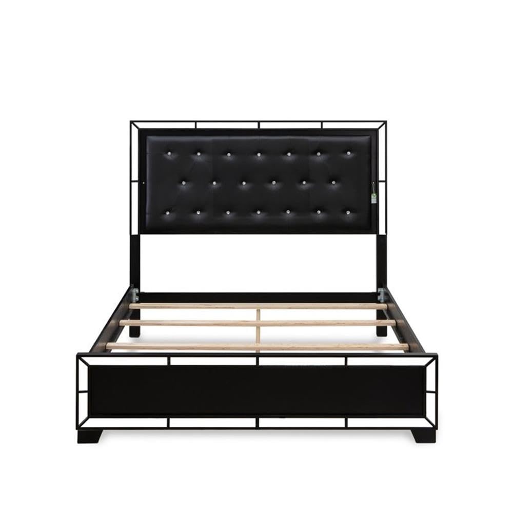 3-PC Nella Bedroom Set with Button Tufted Queen Bedframe