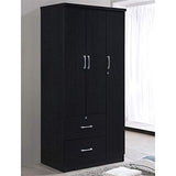 3 Door Armoire with 2 Drawers 3 Shelves in Black