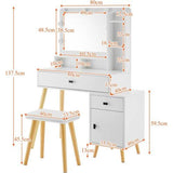 Dressing Table with LED Mirror, Light Adjustable Brightness, Dressing Table with Padded