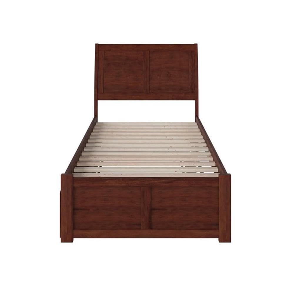 Wood Bed with Twin XL Trundle in Walnut