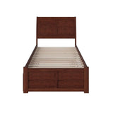 Wood Bed with Twin XL Trundle in Walnut