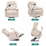 Modern Power Lift Chair Electric Recliner with Phone Holder Heated Vibration Massage Sofa Remote Overstuffed Ergonomic USB Port Elderly Oversized Large Home Elastic Foam PU Leather Metal