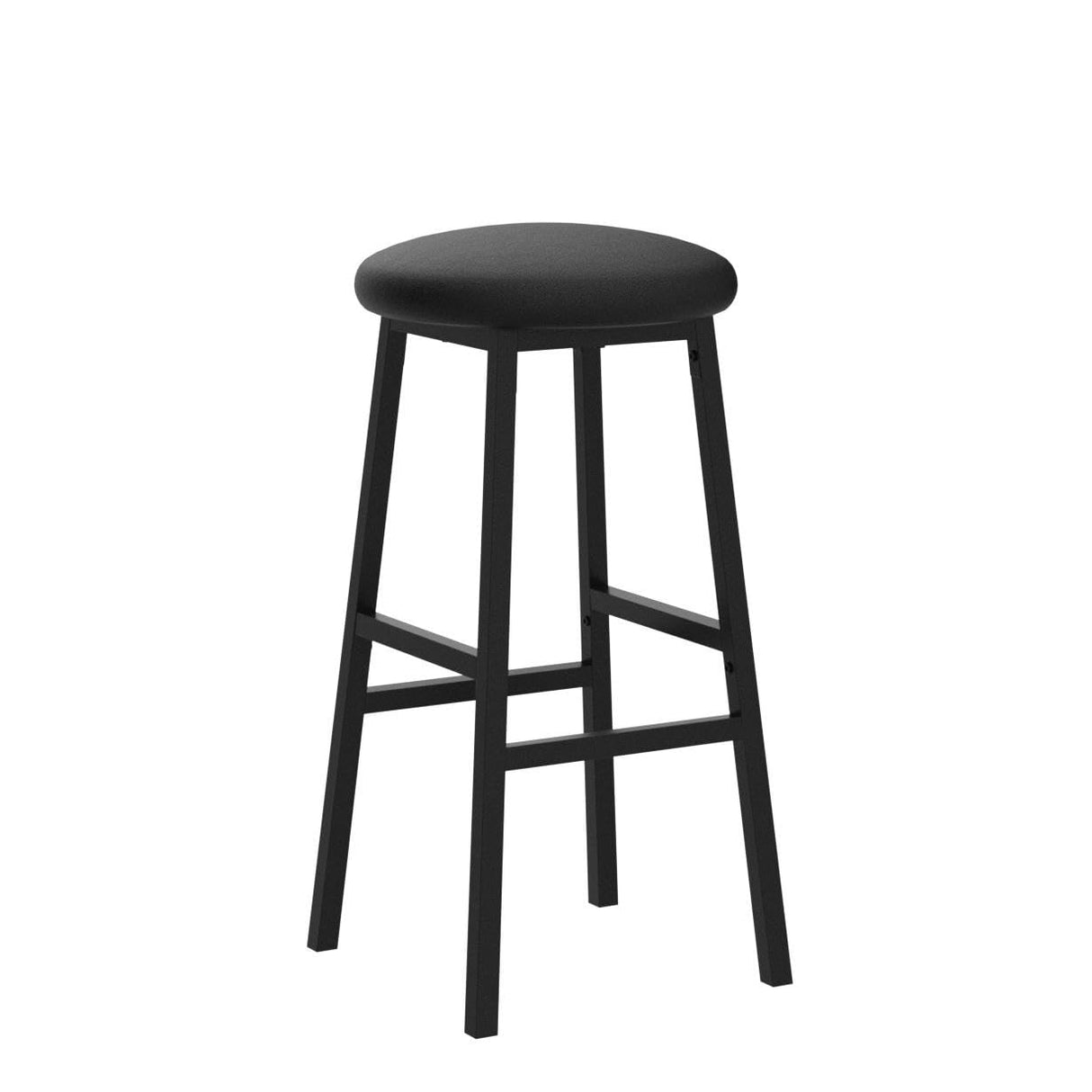 Bar Stools, 24.8 Inch PU Upholstered Breakfast Stools, Set of 2 Round Bar Chairs