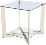 Townley Collection Console Table with Polished Stainless Steel Legs and Durable Glass Top