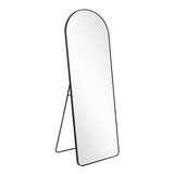 Full Length Mirror Arched Floor Mirror with Rounded Corners, Black Black