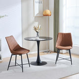 Modern Dining Chairs Set of 2, Faux Leather Armless Side Chairs with Metal Legs,