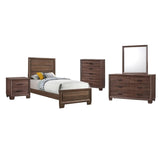 Brandon Twin Bed 5-Piece Set, Warm Brown