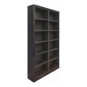 84" Traditional Double Wide Wood Bookcase with 10 Adjustable Shelves and 2 Fixed Shelves