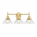 3 Light Bath Vanity-9.25 Inches Tall and 26 Inches Wide-Satin Gold Finish-Seedy Glass