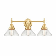3 Light Bath Vanity-9.25 Inches Tall and 26 Inches Wide-Satin Gold Finish-Seedy Glass Color