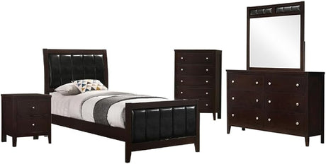 Carlton Full Bed 5-Piece Set, Cappuccino