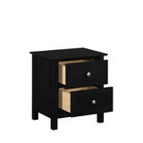 Gemini Solid Wood Two Drawer Nightstand, Black