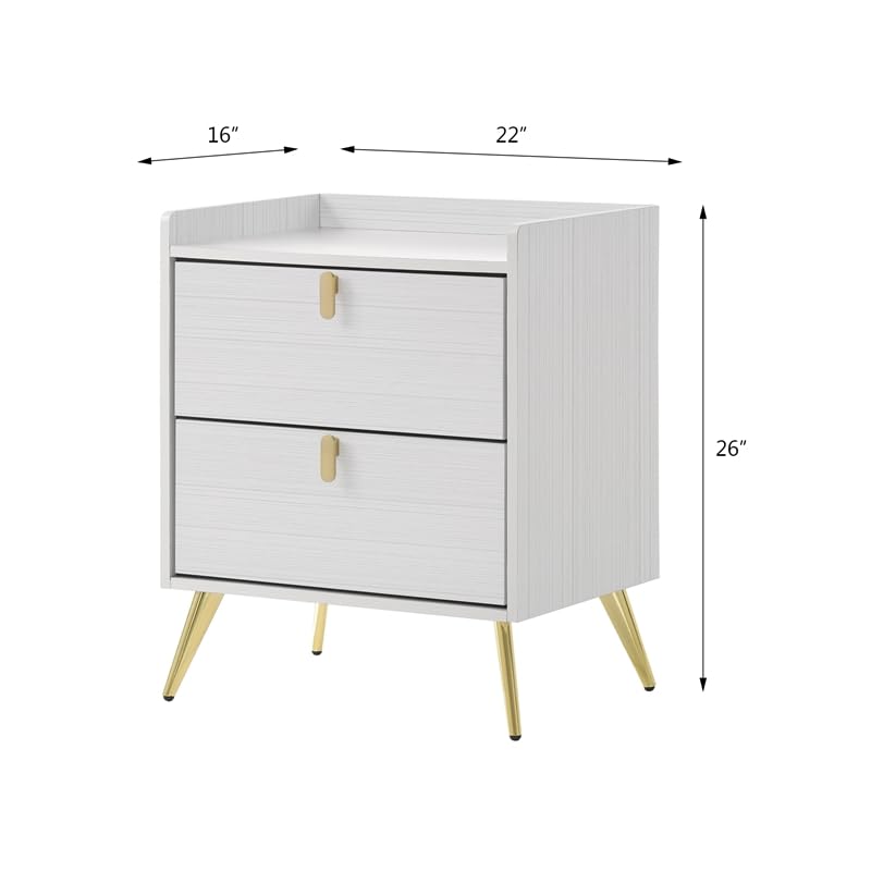 Zeena 2-Drawer Wooden Nightstand in White