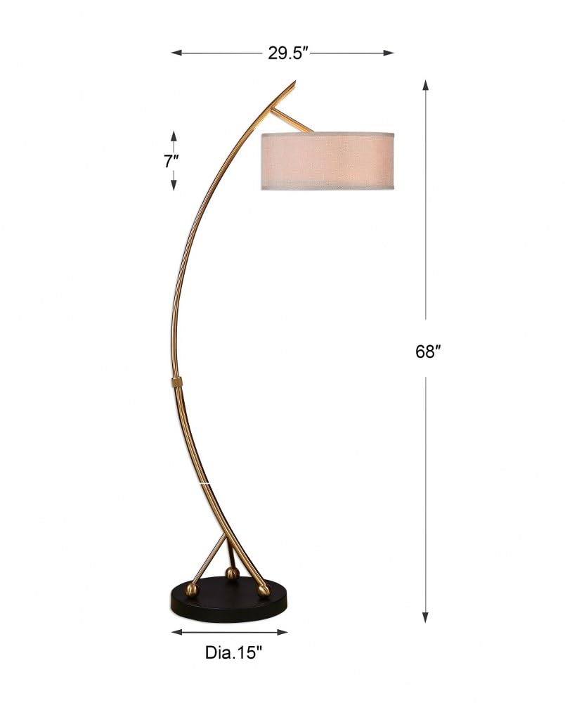 Vardar Brushed Brass Floor Lamp with Matte Black Accents