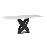 Modern Dining Table for 6, Matte White Dining Table Sintered Stone Dining Table Top