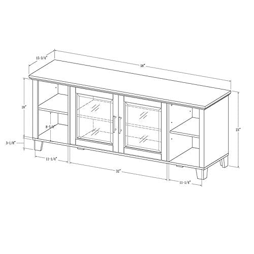 Row 64" TV Stand Console Entertainment Center Credenza with Glass Door Storage