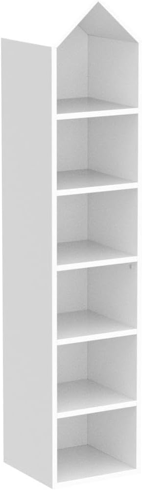 73" Tall Narrow Bookshelf, Modern Open 5 Tier Bookcase, Wooden Shelf Stand for Small