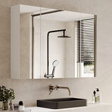 Medicine Cabinets Bathroom Mirror Cabinet with 3 Door 31.5 x 23.6 Inch Bathroom Wall