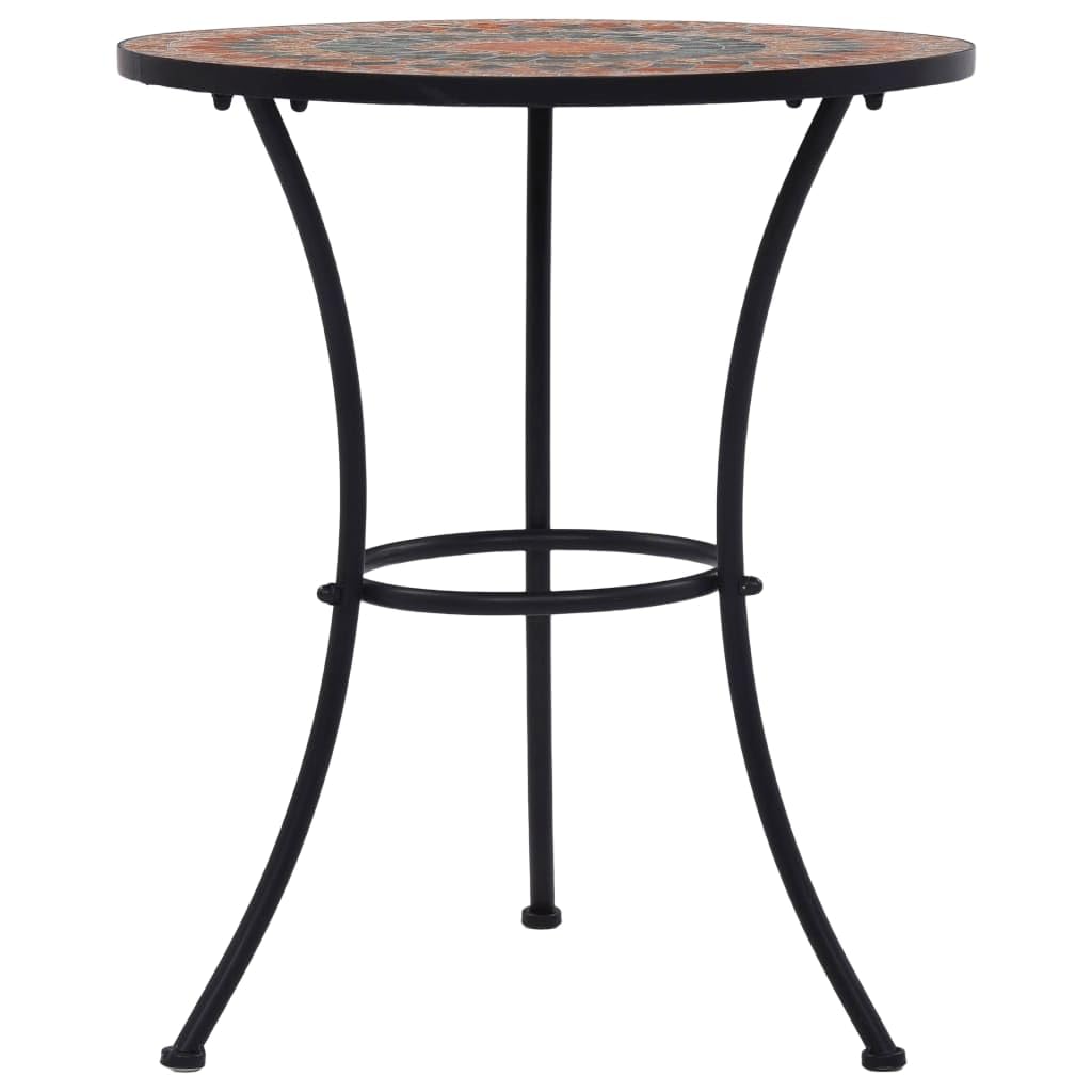 3 Piece Mosaic Bistro Set Ceramic Tile | Terracotta, Gray and Orange