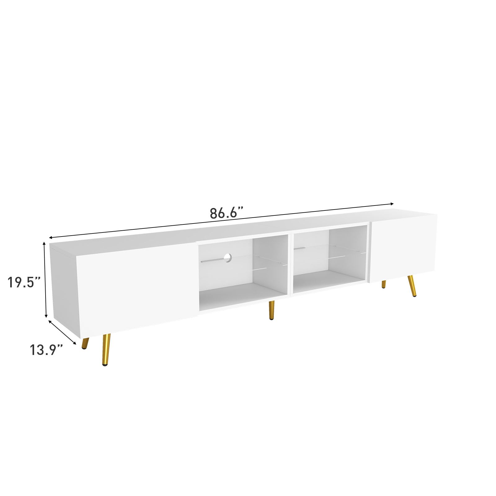 86" LED TV Stand, Modern Entertainment Center up to 90" TV, Television Console Table