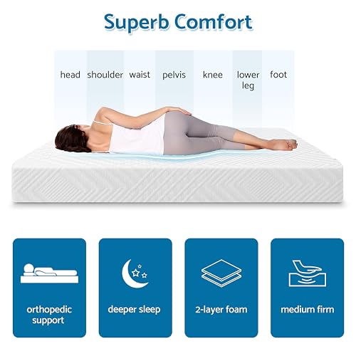 6 Inch Twin Size Memory Foam Mattress, Mattresses in a Box, Breathable Removable