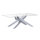 Table, Tempered Glass Top and Metal Tubular Leg, 47.3”Lx23.6”Wx18.1”H,