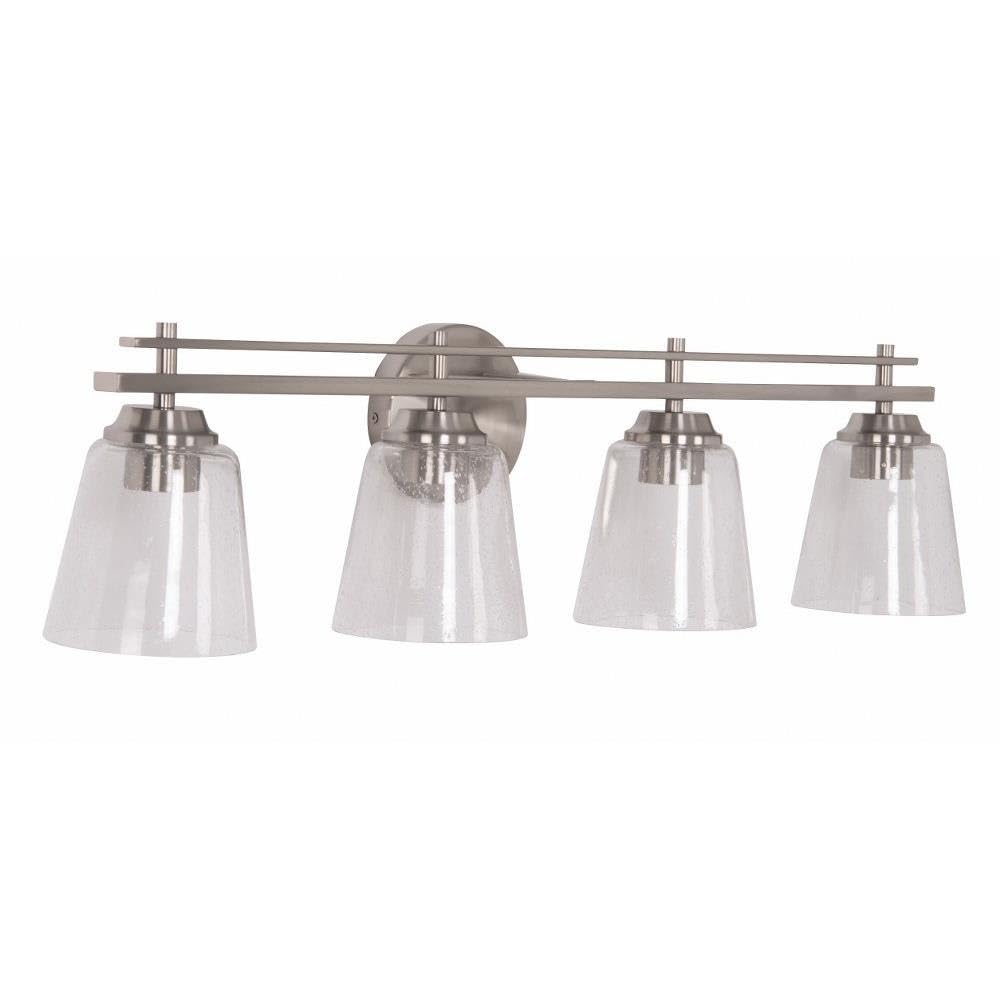19633BNK4 Drake Minimalist Rail Silhouette & Clear Seeded Glass Globes Vanity Bath Wall