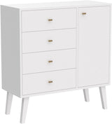 Milo Mid-Century Modern 4-drawer Chest with Door - White