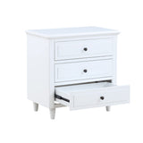 3-Drawer Nightstand,Modern Bedside Table for Bedroom,Wooden End Table,Storage Cabinet,Home Furniture（White）