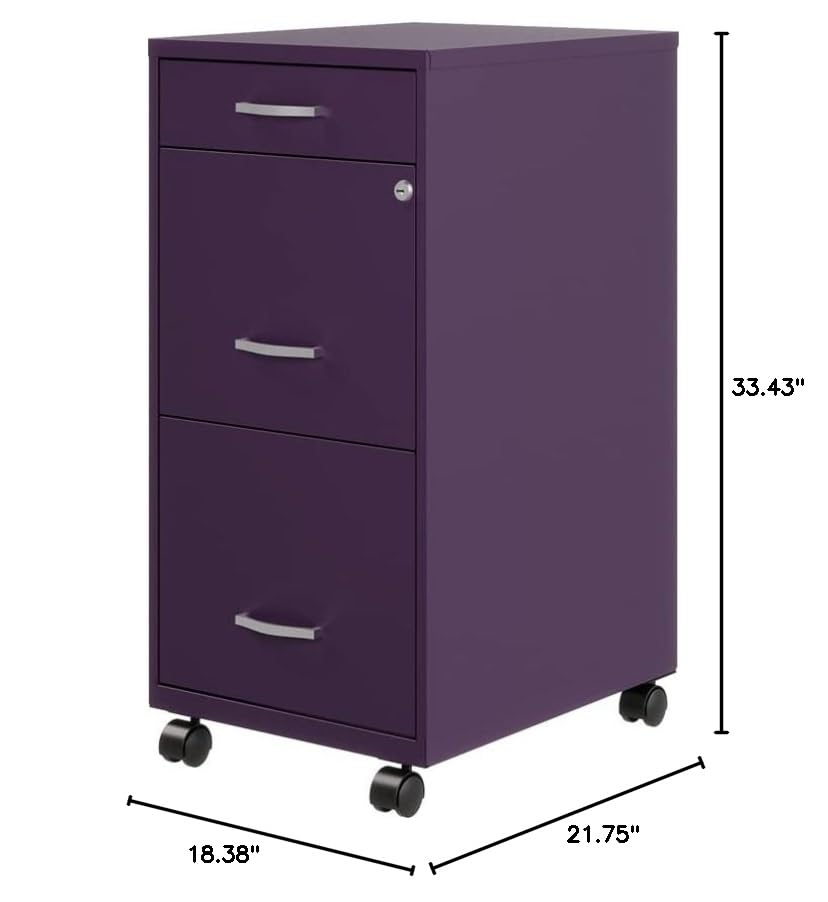 Space Solutions 18" Deep Modern Mobile Metal Organizer File Cabinet