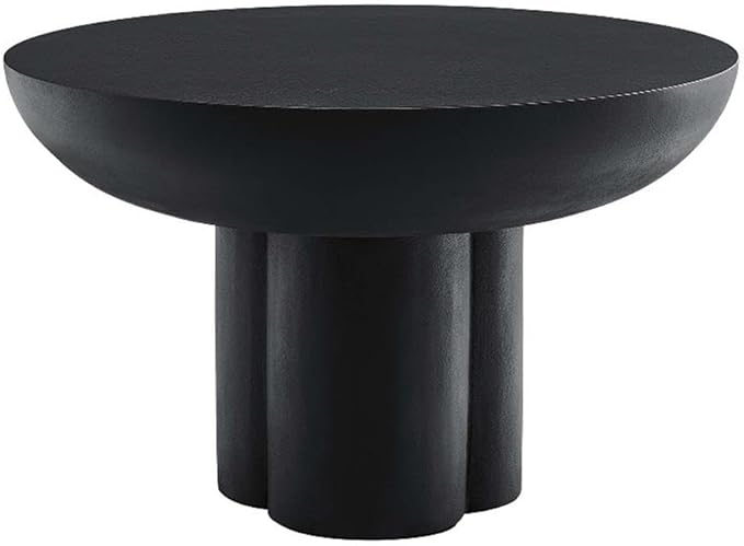 6760-WHI Caspian Round Concrete Coffee Table, White