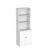 75 Inch Tall Bookcase with Doors, Modern Floor Standing 5-Tier Bookshelf with Storage Cabinet and Adjustable Shelves for Living Room, Office, Bedroom